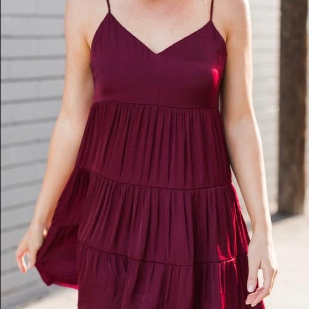 Maroon tiered dress